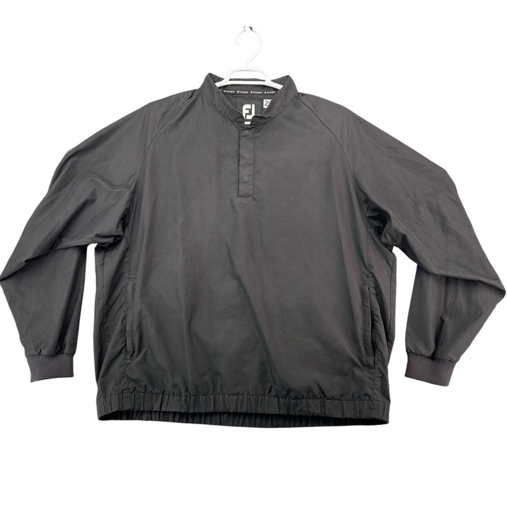 FootJoy Mens Golf Windbreaker Jacket Black XL 1/4 Snap Pullover CA28544